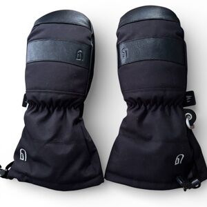 Unisex Chopper Mill Adult + Teen Black 3M Goat Leather Long Mitts Ski Snowboard